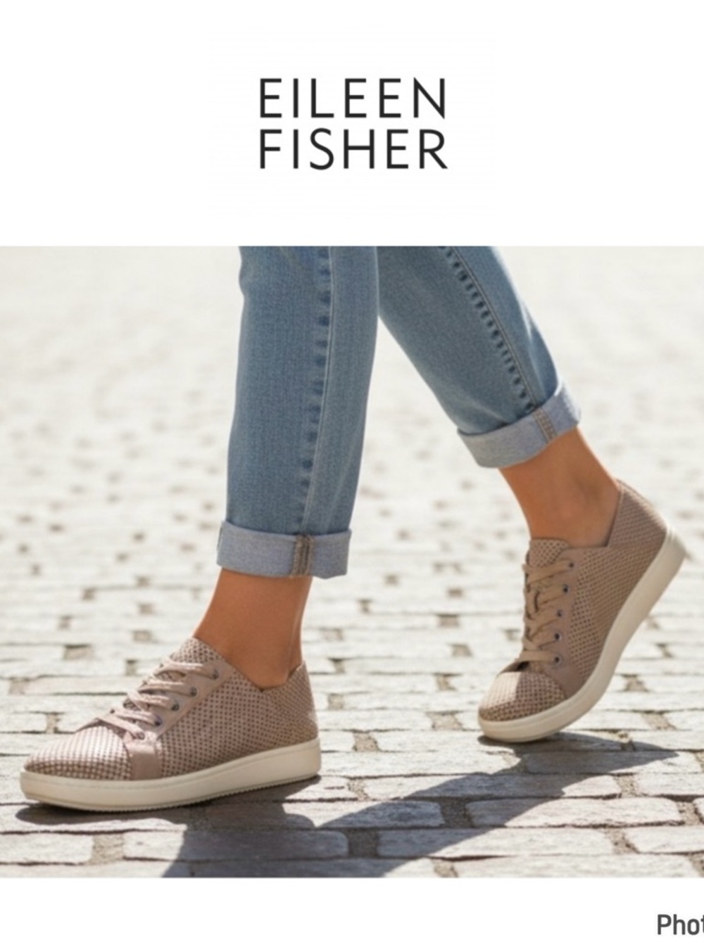 Eileen Fisher Perforated Leather Lace-Up Sneakers in Taupe